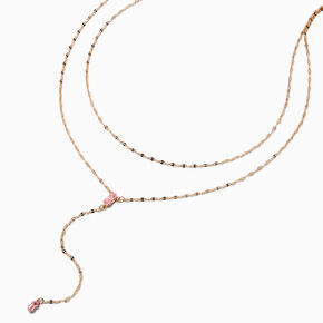 Gold-tone Cubic Zirconia Multi Strand Y-Neck Necklace,