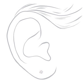 14kt White Gold 3mm April Birthstone CZ Studs Ear Piercing Kit with Ear Care Solution,