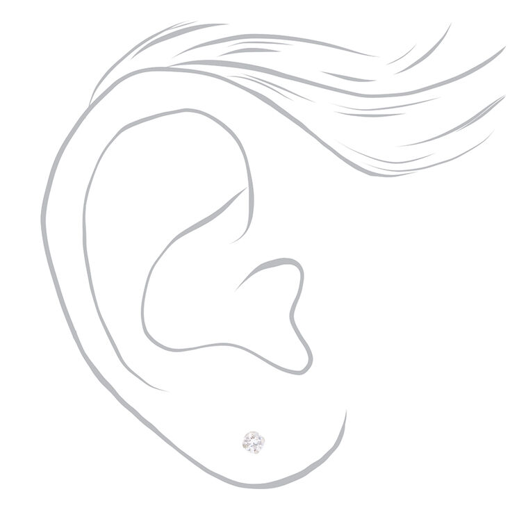 14kt White Gold 3mm April Birthstone CZ Studs Ear Piercing Kit with Ear Care Solution,