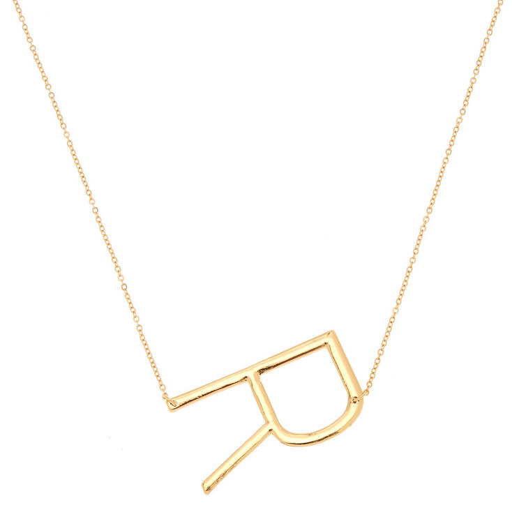 Oversized Initial Pendant Necklace - R,