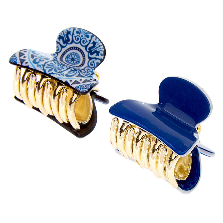 Mosaic Mini Hair Claws - Blue, 2 Pack,