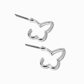 Silver-tone Butterfly 10MM Hoop Earrings,