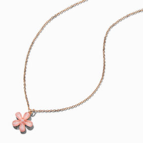 Glitter Pink Flower Pendant Necklace,