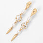 Gold Pearls and Spikes 2.5&quot; Drop Earrings,
