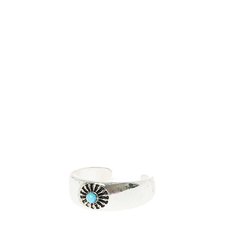 Turquoise Pendant Silver Tone Toe Ring,
