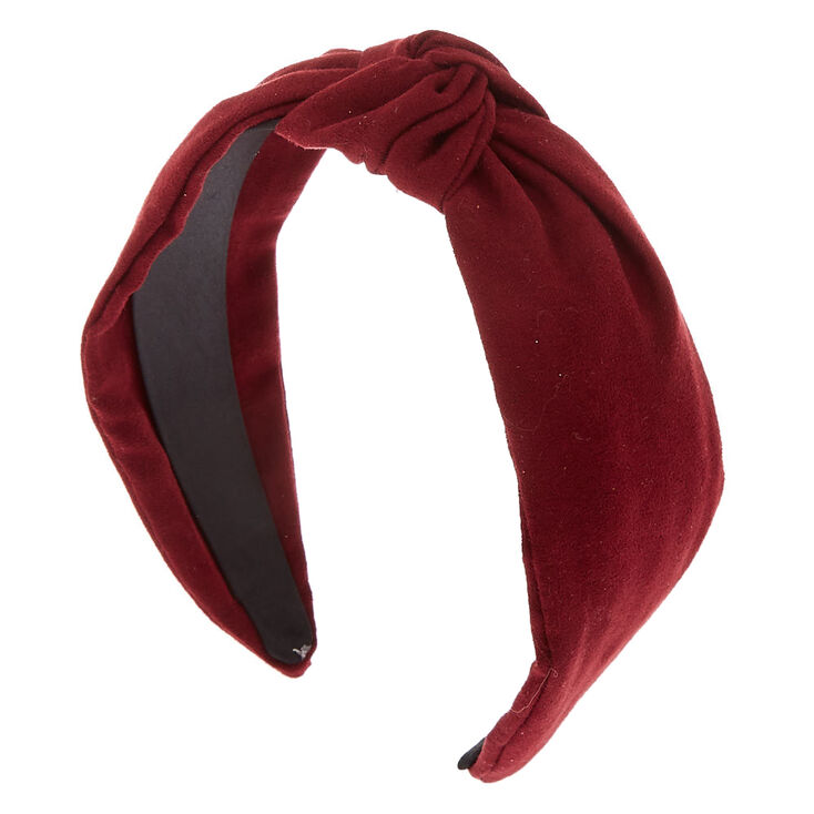 Knotted Suede Headband - Burgundy,