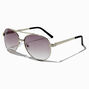 Crystal Accent Silver &amp; Black Aviator Sunglasses,