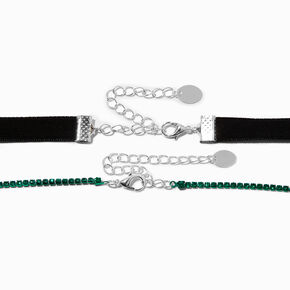 Green Cup Chain Y-Neck &amp; Black Choker Necklace Set - 2 Pack ,