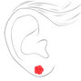 Sterling Silver Carved Rose Stud Earrings - Neon Pink,