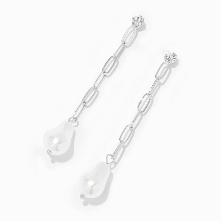 3&quot; Silver Paperclip Drop Earrings,