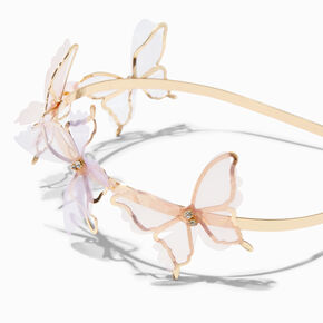 Gold Organza Butterfly Metal Headband,