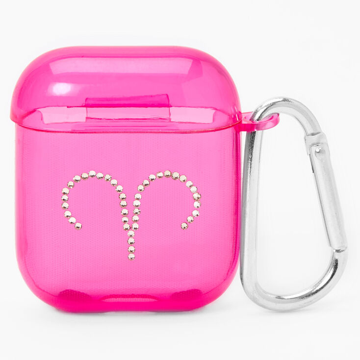 Pink Aries Zodiac Earbud Case Cover - Compatible with Apple AirPods&reg;,