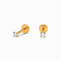 Icing Select Gold Titanium Cubic Zirconia 2MM Round Flat Back Stud Earrings,