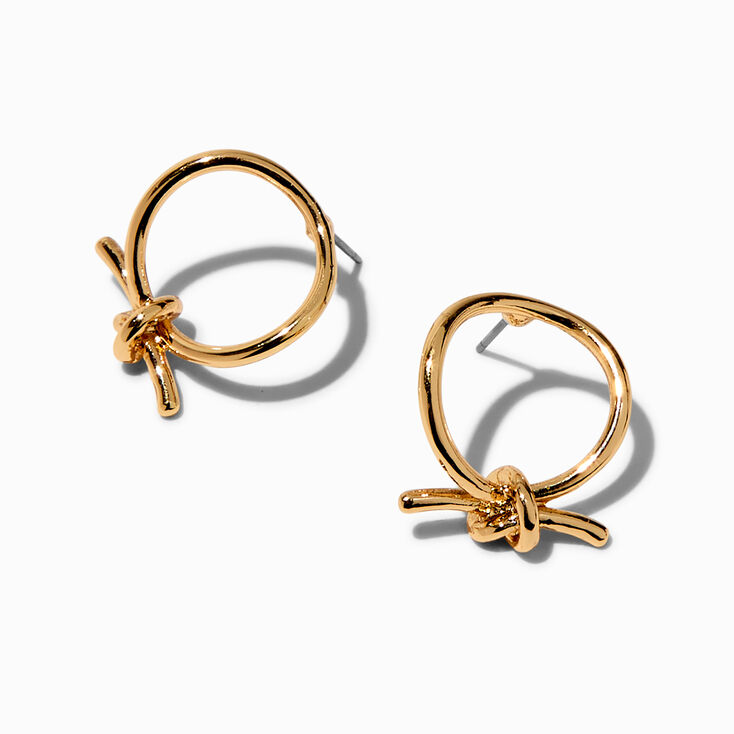 Gold-tone Oversized Knot Stud Earrings ,