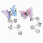 Silver-tone Pastel Butterfly Dangle Hair Clips - 2 Pack,