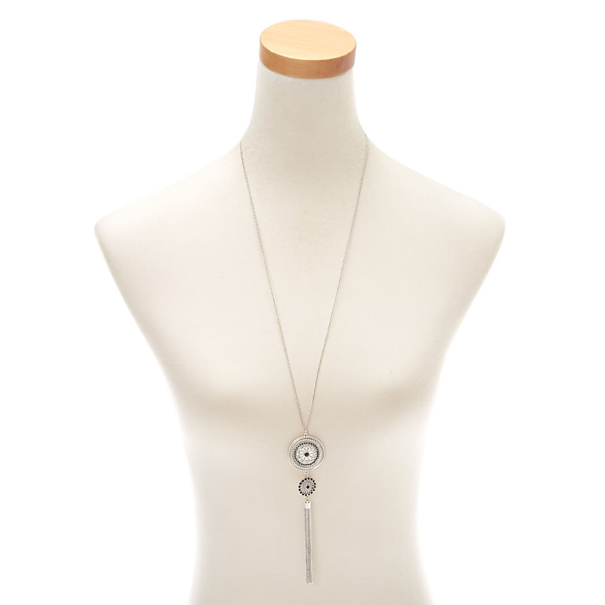 Silver Medallion Long Pendant Necklace Icing Us Silver Medallion Long Pendant Necklace