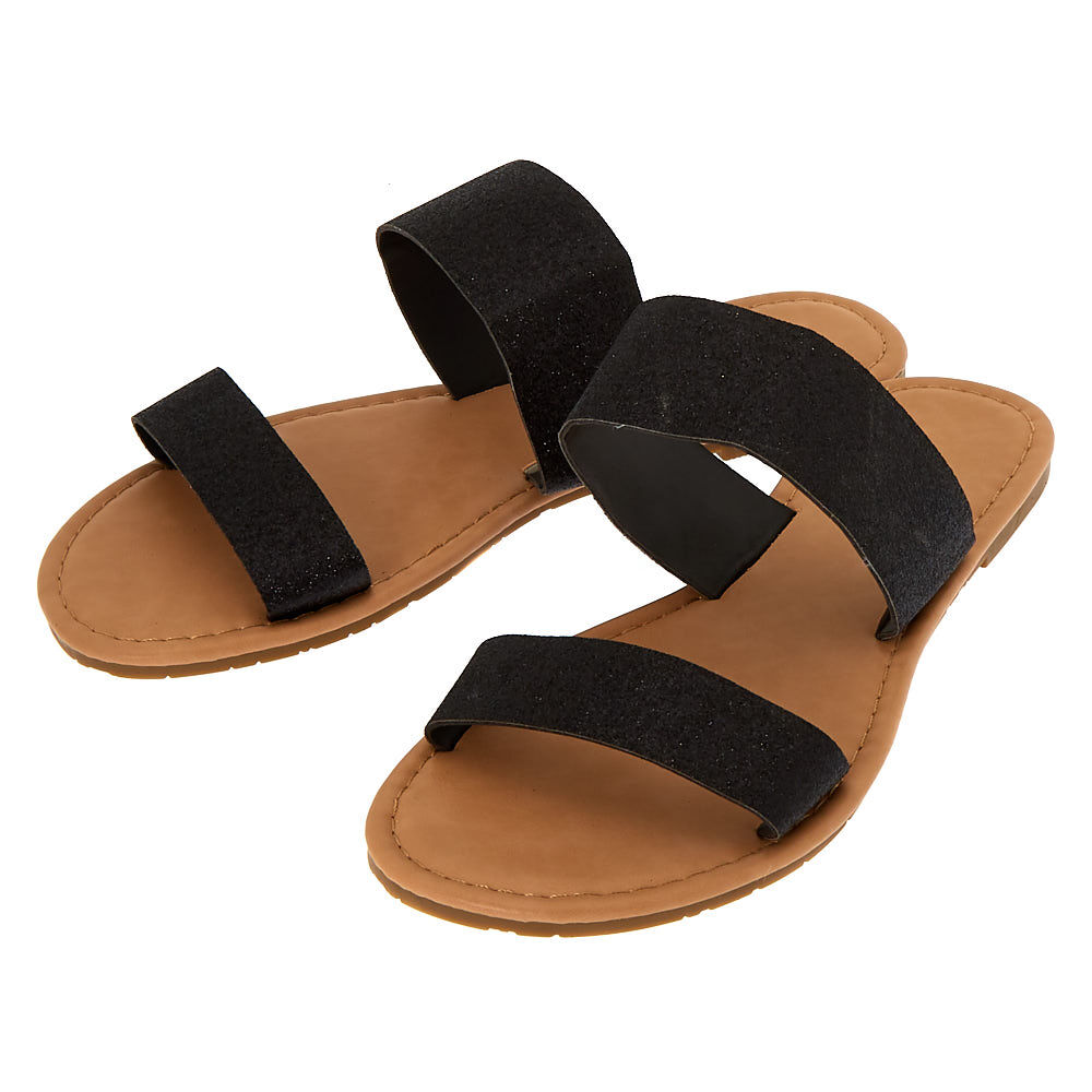 black two strap sandals