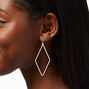 Silver Diamond Outline Drop Earrings,