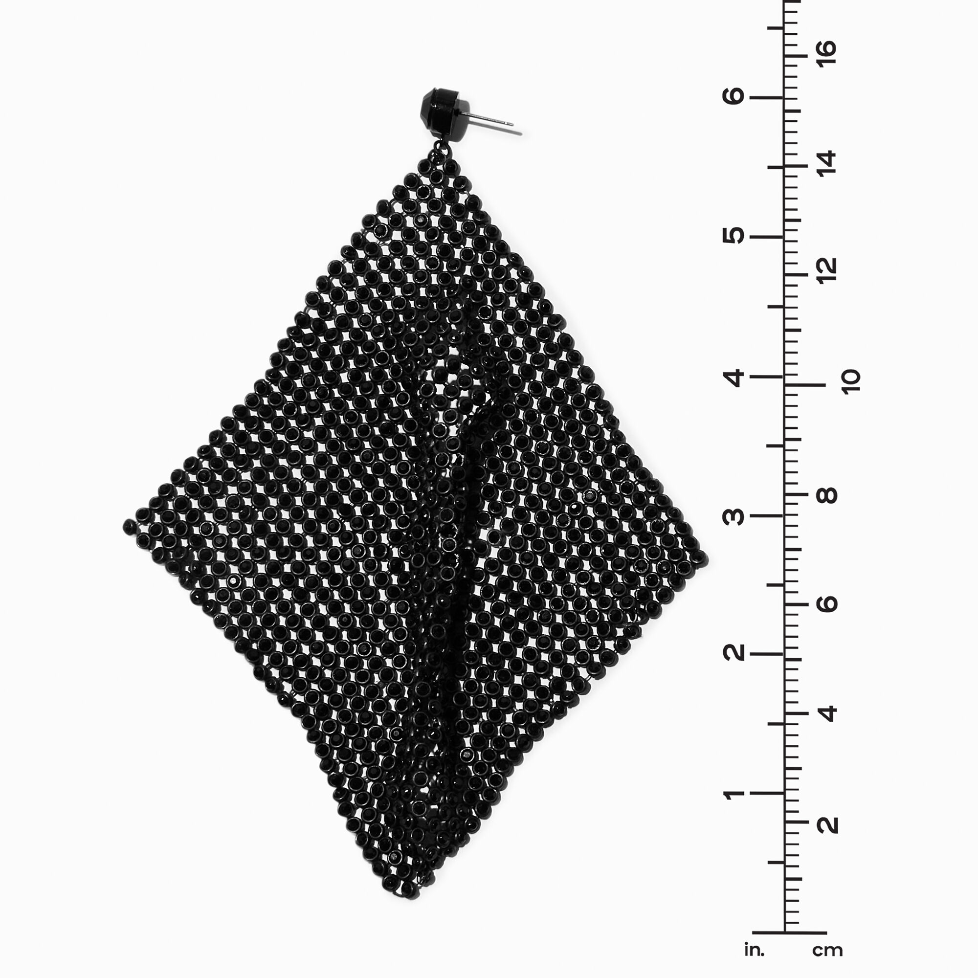 Draped Black Mesh Crystal 6 Drop Earrings Icing US