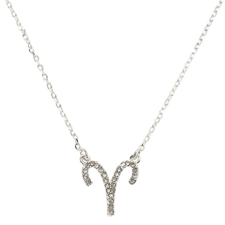Silver Zodiac Pendant Necklace - Aries,