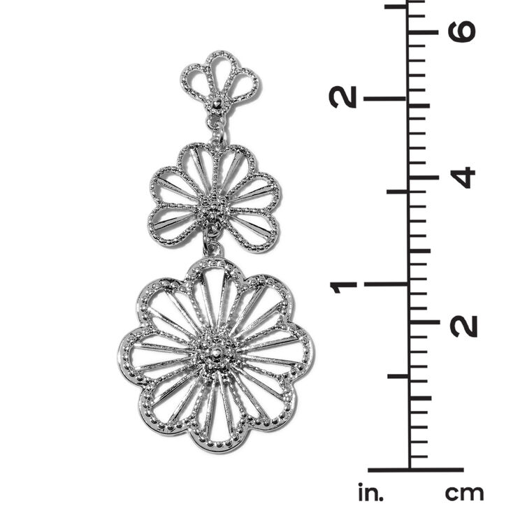 Silver-tone Flower Fan 2&quot; Drop Earrings,