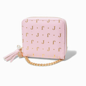 Golden Initial Chain-Strap Wallet - J,