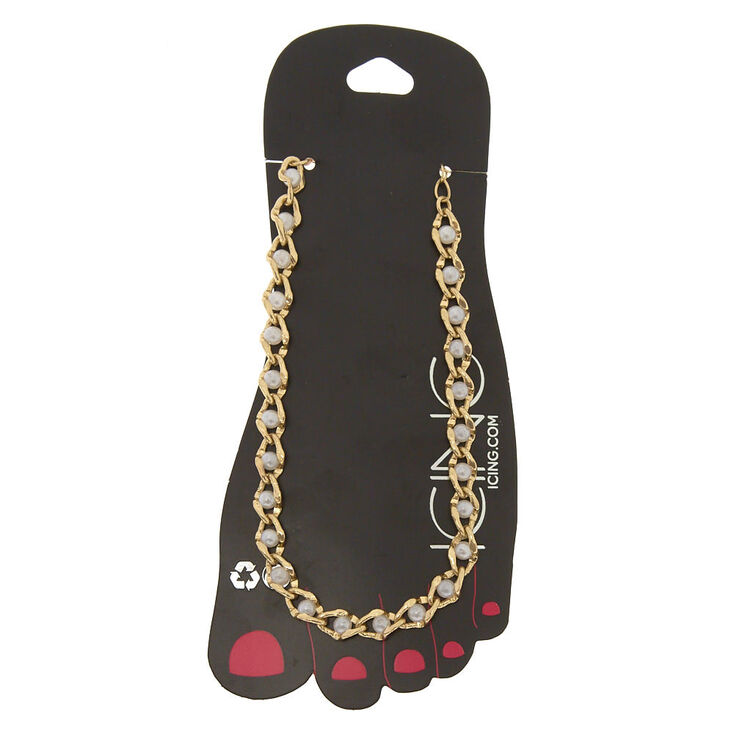 Pearl & Gold Chainlink Anklet,