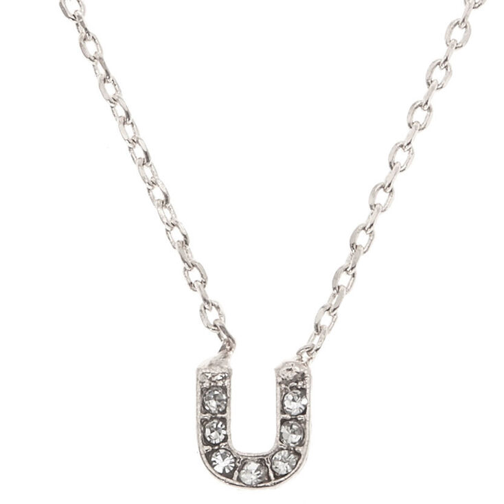 Silver Studded "U" Initial Necklace,