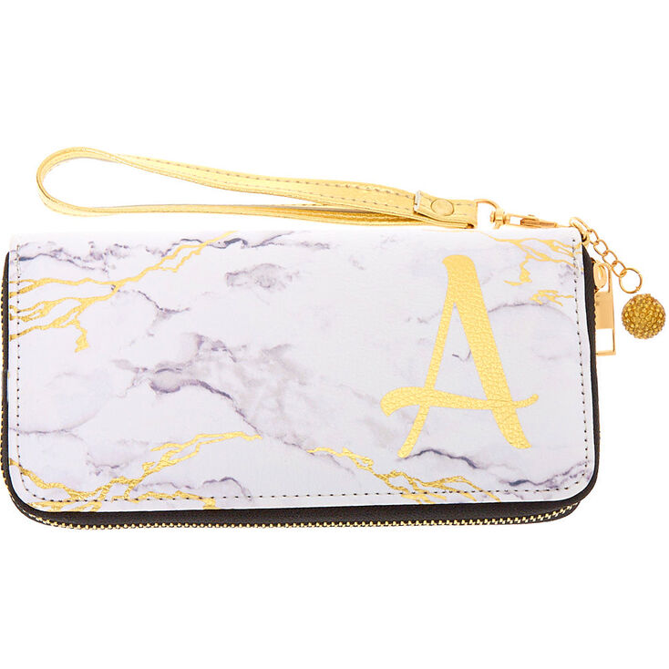 Marble Initial Wristlet - A,