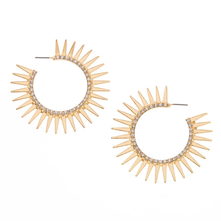 Gold-Tone Sunburst Hoop Earrings,