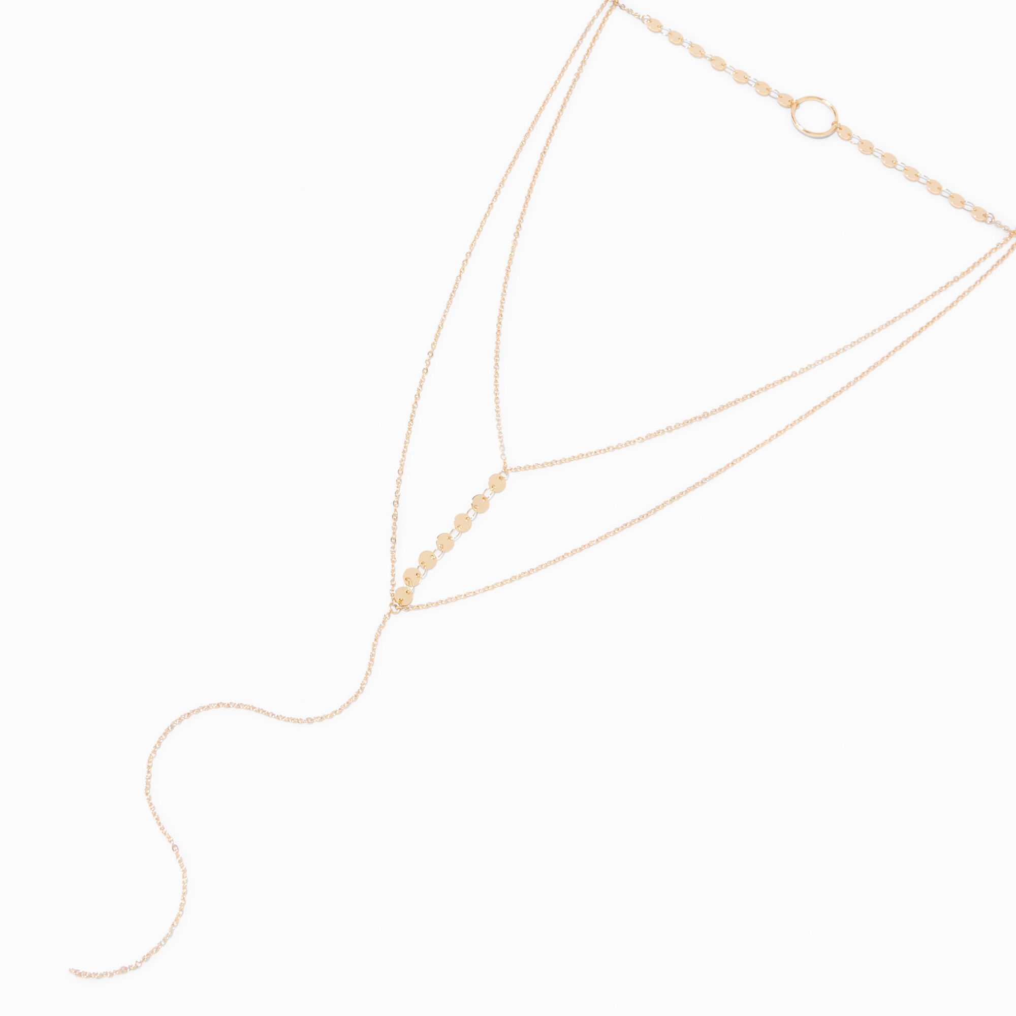 Gold O Ring Y Neck Multi Strand Choker Necklace Icing US