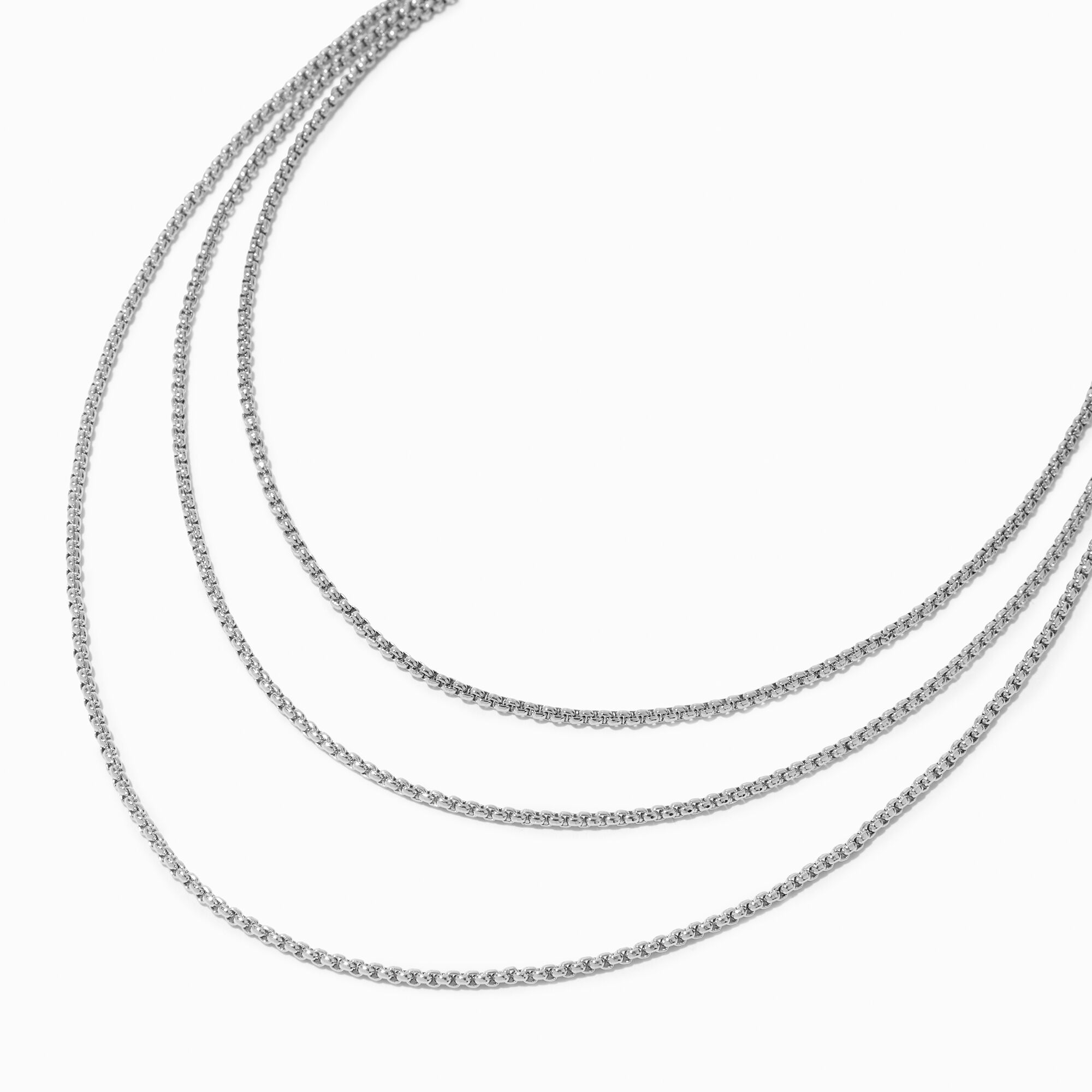 Silver Bolo Chain Multi Strand Necklace Icing US