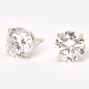 Sterling Silver Cubic Zirconia Round Basket Stud Earrings - 8MM,