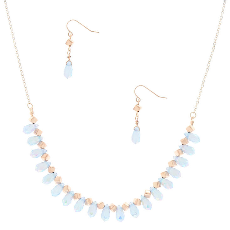 Iridescent Bead Jewelry Set - Blue, 2 Pack,