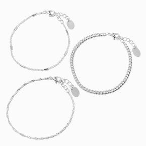 Icing Recycled Jewelry Silver-tone Mixed Chain Bracelets - 3 Pack,