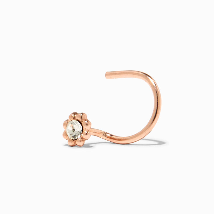 Rose Gold Sterling Silver 22G Daisy Nose Ring,