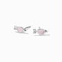 Silver-tone Pink Heart Arrow Stud Earrings,
