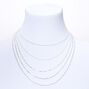 Silver Delicate Chain Multi Strand Necklace,
