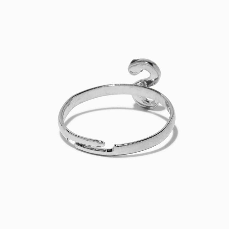 Silver-tone Snake Initial Ring - S,