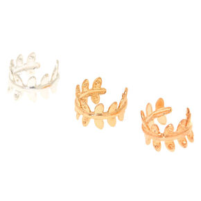 Mixed Metal Leaf Ear Cuffs - 3 Pack,