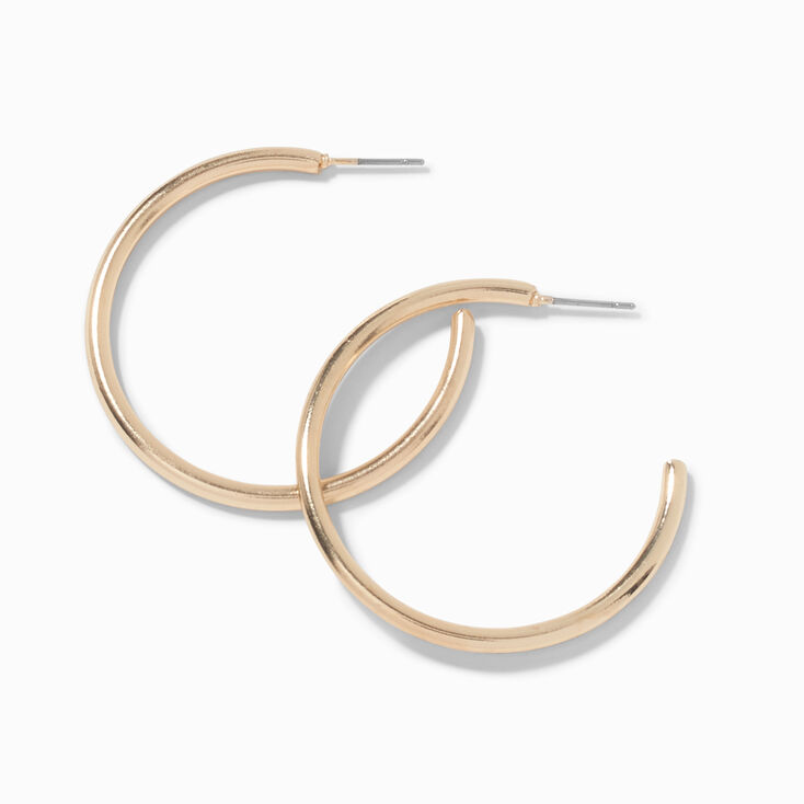 Gold-tone 40MM Post Back Hoop Earrings,