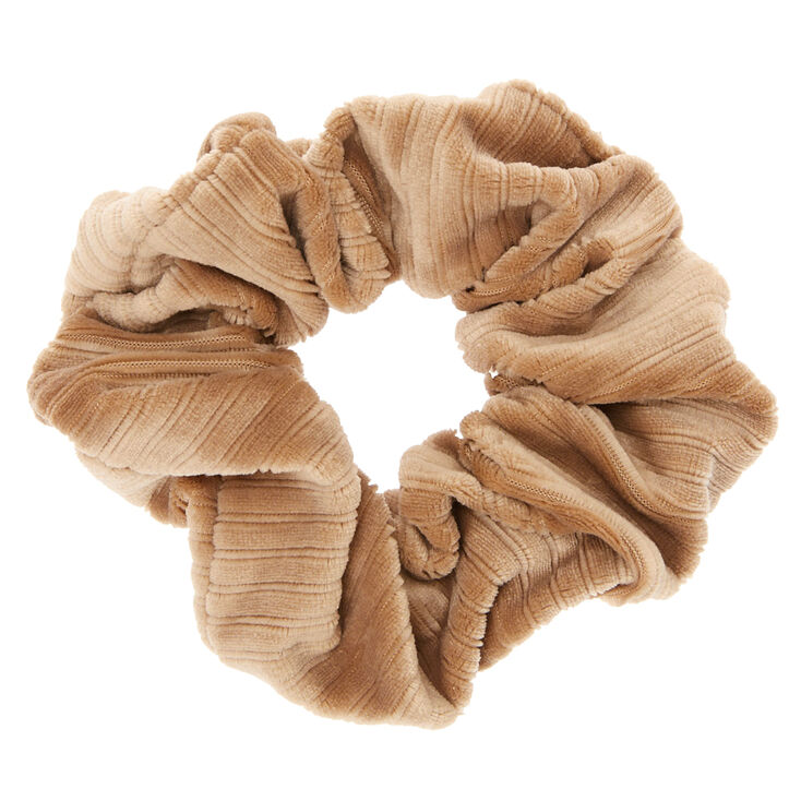 Medium Ribbed Velvet Hair Scrunchie - Taupe,