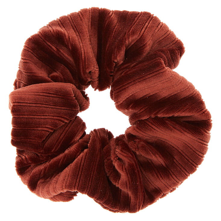 Medium Ribbed Velvet Hair Scrunchie - Brown,