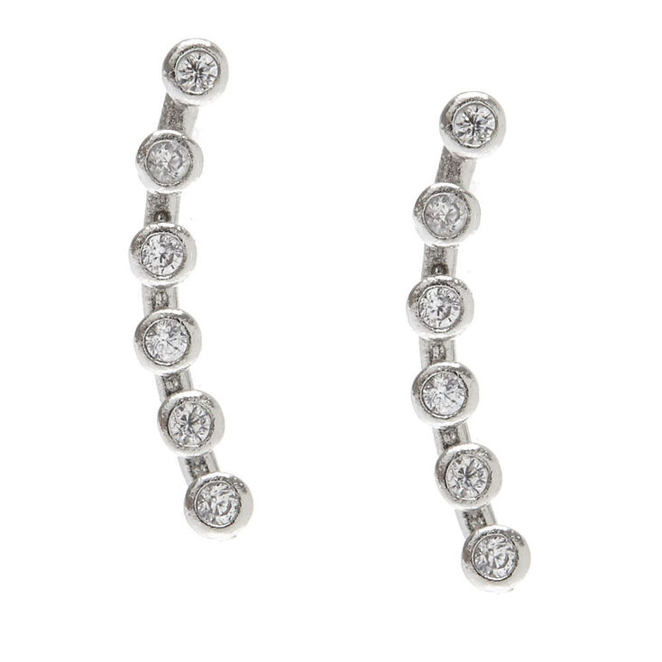 Sterling Silver Crystal Ear Crawler Earrings,