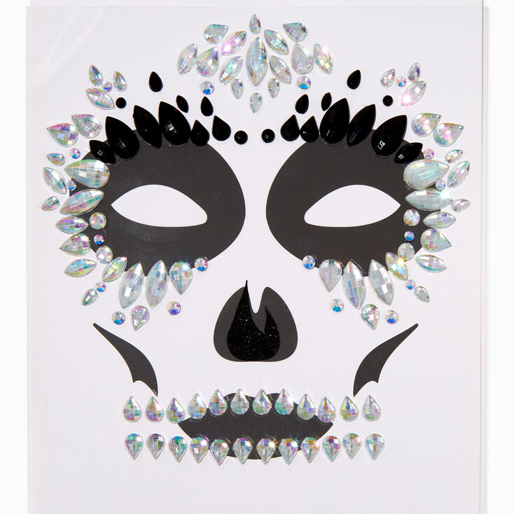 Black &amp; White Iridescent Skeleton Face Gems,