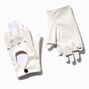 White Faux Leather Fingerless Gloves,