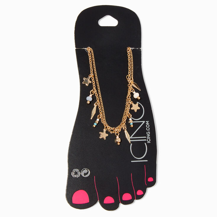 Celestial Charms Gold Double Chain Anklet,