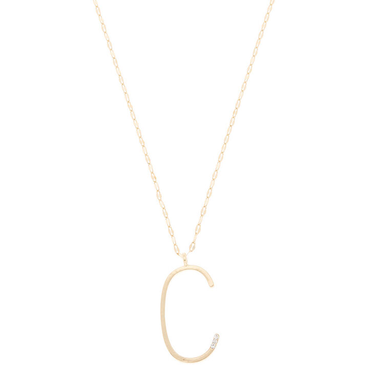Oversized Initial Stone Pendant Necklace - C,