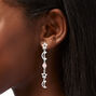 Silver-tone Celestial Pink Pearl Linear 2&quot; Drop Earrings,