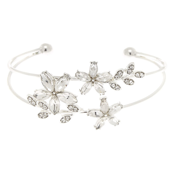 Silver Floral Cuff Bracelet,